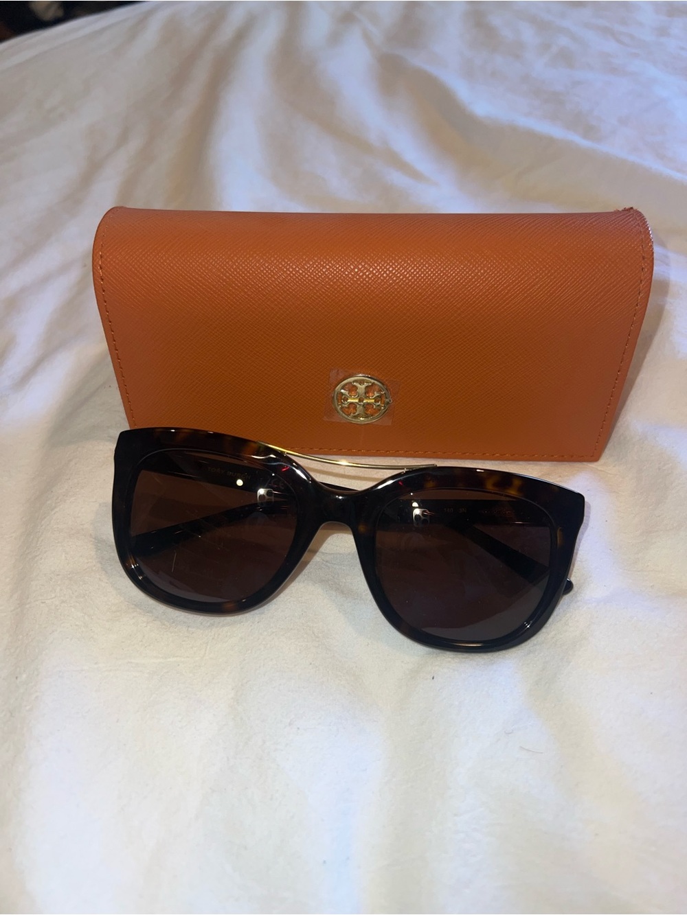 Tory Burch Tortoiseshell Sunglasses with Orange Case